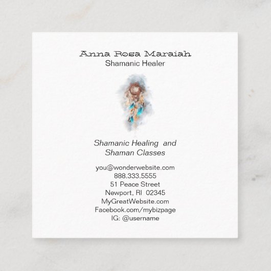 *~*部族の聖シャーメンシャーマンドリームキャッチャー スクエア名刺 (裏面)