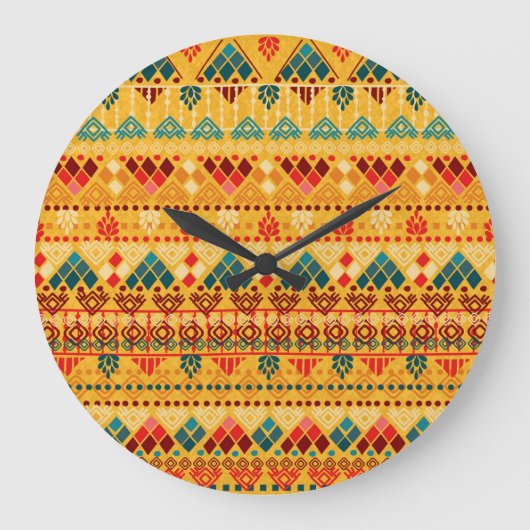 部族の要素、汎用性のシームレスパターン。 ラージ壁時計 (正面)