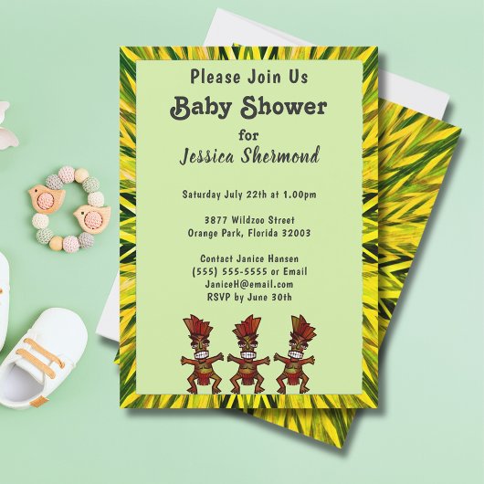 部族の豊作ダンス 黄色と緑のアブストラクト 招待状
