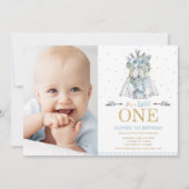 部族の象の少年が1歳の誕生日の写真を1枚 招待状 (正面)