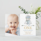 部族の象の少年が1歳の誕生日の写真を1枚 招待状 (スタンド正面)