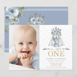 部族の象の少年が1歳の誕生日の写真を1枚 招待状