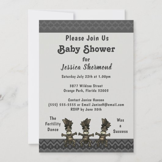 部族の赤ちゃんシャワーグレー抽象芸術繁殖舞踊 招待状 (正面)