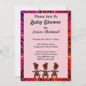 部族の赤ちゃんシャワーピンクから赤抽象芸術 招待状 (正面)