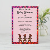 部族の赤ちゃんシャワーピンクから赤抽象芸術 招待状 (スタンド正面)