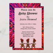 部族の赤ちゃんシャワーピンクから赤抽象芸術 招待状 (正面/裏面)