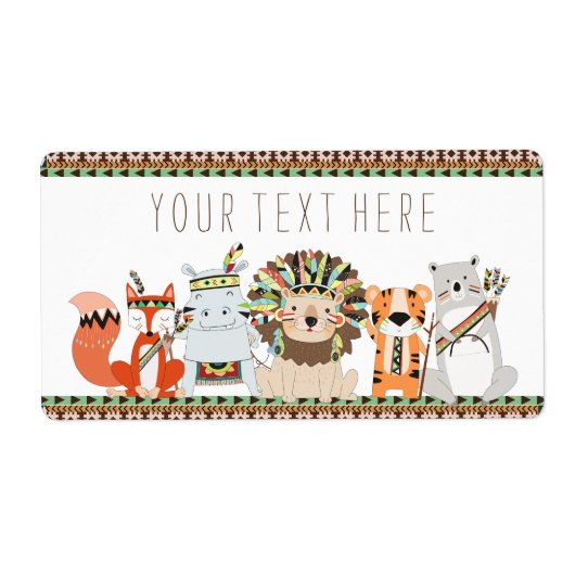 部族の赤ちゃんシャワー水ボトルラベル ラベル (正面)