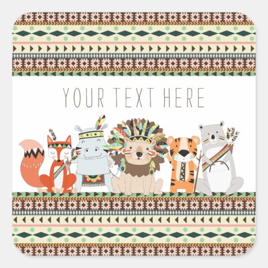 部族の赤ちゃんシャワー スクエアシール (正面)