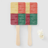 部族の迷路パンアフリカパターン泥の布 ハンドファン (正面&裏面)