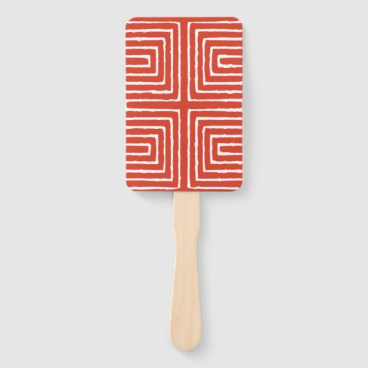 部族の迷路パンアフリカパターン泥の布 ハンドファン (正面)