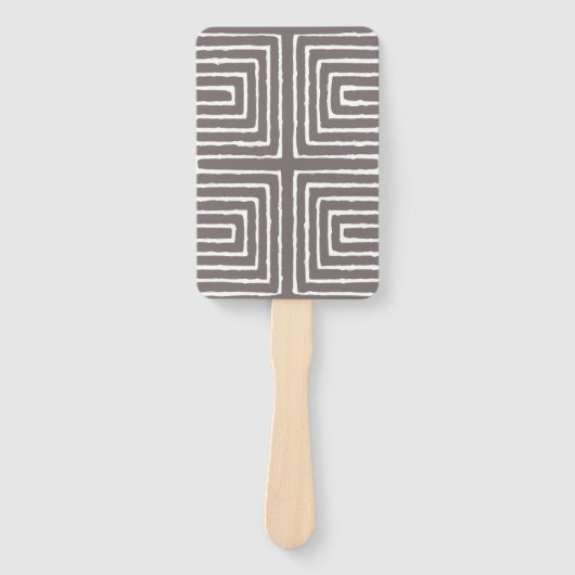 部族の迷路パンアフリカパターン泥の布 ハンドファン (正面)