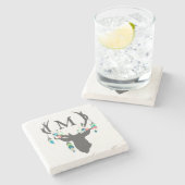 部族の鹿ヘッドストーンコモノグラムのースター ストーンコースター (横)