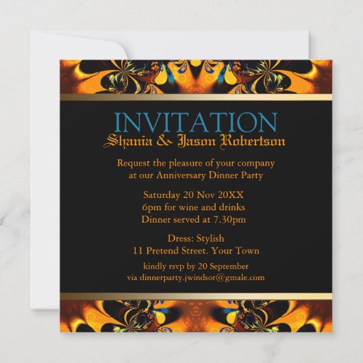 部族ろうけつ染めディナーパーティーモノグラム招待状 招待状 (裏面)