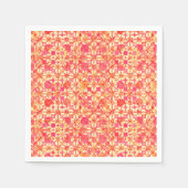 部族ろうけつ染め – オレンジ、コーラルピンクと明るい赤紫色 スタンダードカクテルナプキン (正面)