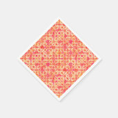 部族ろうけつ染め – オレンジ、コーラルピンクと明るい赤紫色 スタンダードカクテルナプキン (角)