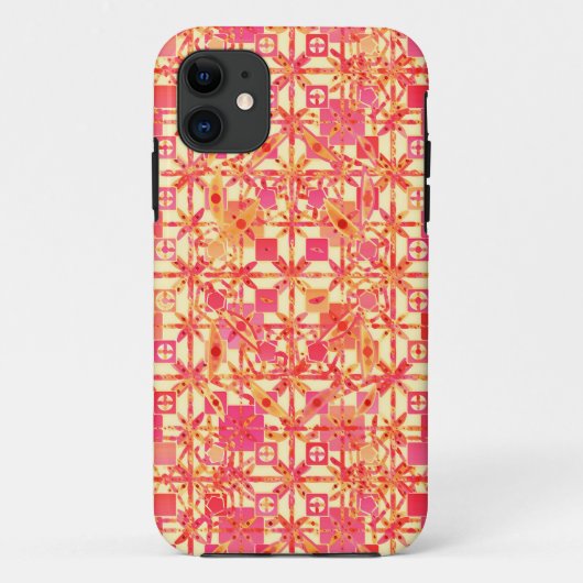 部族ろうけつ染め – オレンジ、コーラルピンクと明るい赤紫色 Case-Mate iPhoneケース (裏面)