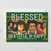 部族をテーマにした休日 祝福され幸せな4つの写真 シーズンカード (正面)