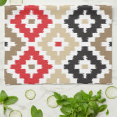 部族アステカプリントイカットダイヤモンドパターン キッチンタオル (折り畳み)