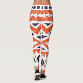 部族アステカモチーフ、ストライプのプリント レギンス (裏面)