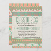 部族アステカ先住民卒業パーティー発表 招待状 (正面/裏面)