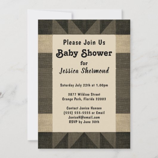 部族アステカ抽象芸術アンティークベビーシャワー 招待状 (正面)