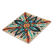 部族アステカ模様 幾何学的な抽象 オレンジ タイル (側面)