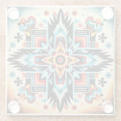 部族アステカ模様 幾何学的な抽象 多彩 ガラスコースター (裏面)