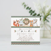 部族アニマルキッズインディアン誕生日パーティー 招待状 (スタンド正面)