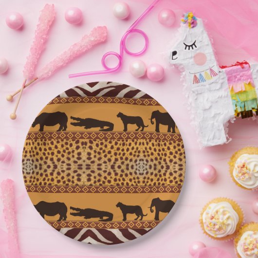 部族アフモダンリカチーターパターンアニマルプリント ペーパープレート (パーティー)