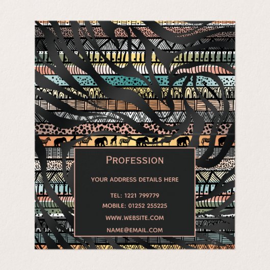 部族アフリカのゼブラ縞模様 名刺 (内部フラット)