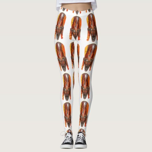 部族アフリカのマスク レギンス (正面)