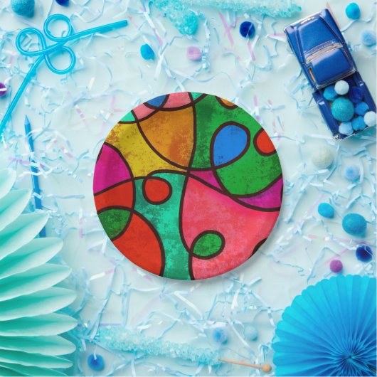 部族アフリカの多色紙プレート ペーパープレート (パーティー)