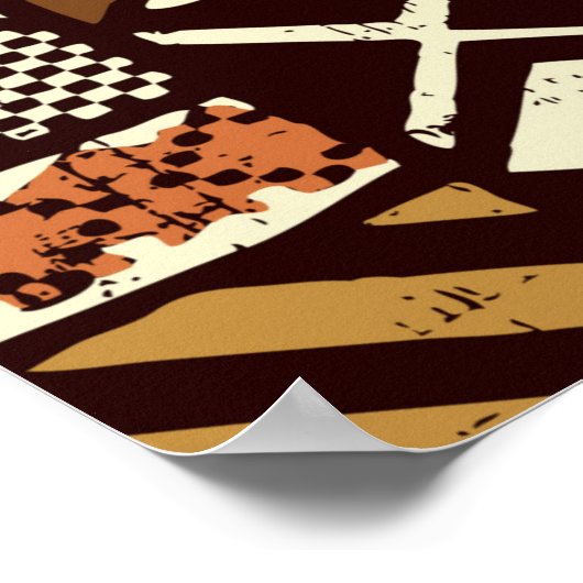 部族アフリカスタイルの布パッチワーク抽象芸術ビン ポスター (角)