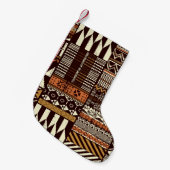 部族アフリカスタイルの布地のパッチワーク抽象芸術vin スモールクリスマスストッキング (正面 (吊り時))