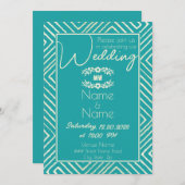 部族アフリカンシアンブルー結婚式招待状 招待状 (正面/裏面)