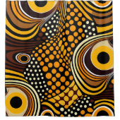 部族アフリカ族パターンブラウンゴルド抽象芸術 シャワーカーテン (正面)