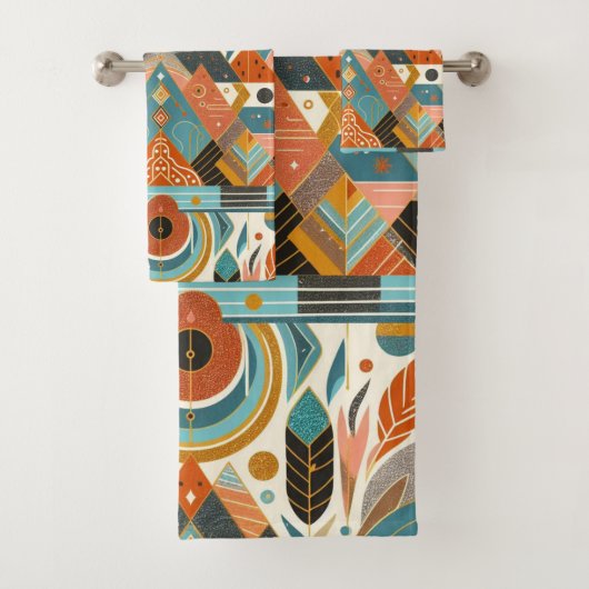 部族アフリカ族パターン地球マルチカラー バスタオルセット (インサイチュ)