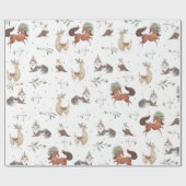 部族ウッドランド動物ボーイベビーシャワー誕生日 ラッピングペーパー (フラット)