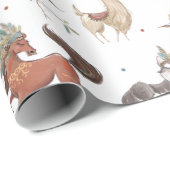 部族ウッドランド動物ボーイベビーシャワー誕生日 ラッピングペーパー (ロールコーナー)