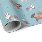 部族ウッドランド動物ボーイベビーシャワー誕生日W ラッピングペーパー (ロールコーナー)