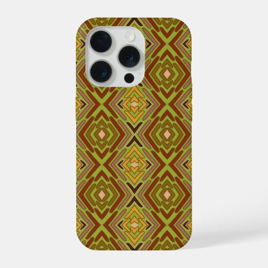 部族エスニックレッドグリーンゴールドパターン iPhoneケース (裏面)