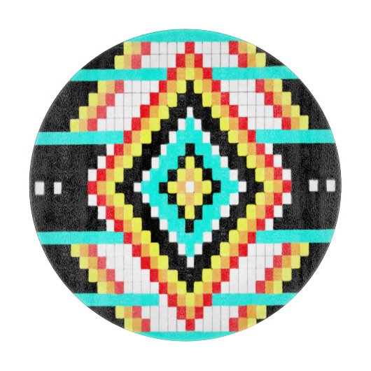 部族オリジナル円形ガラス切断板 カッティングボード (正面)