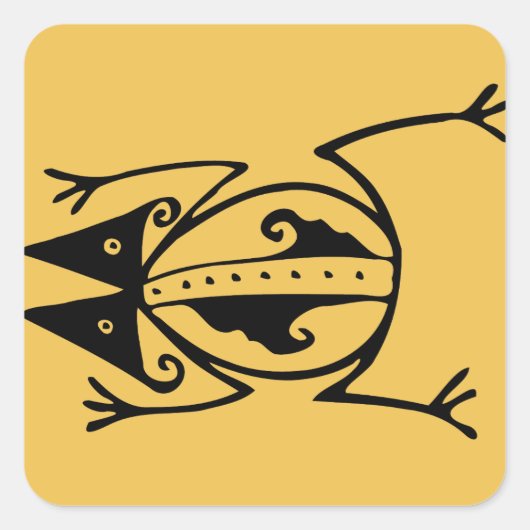 部族カエル古代の動物の部族芸術 スクエアシール (正面)