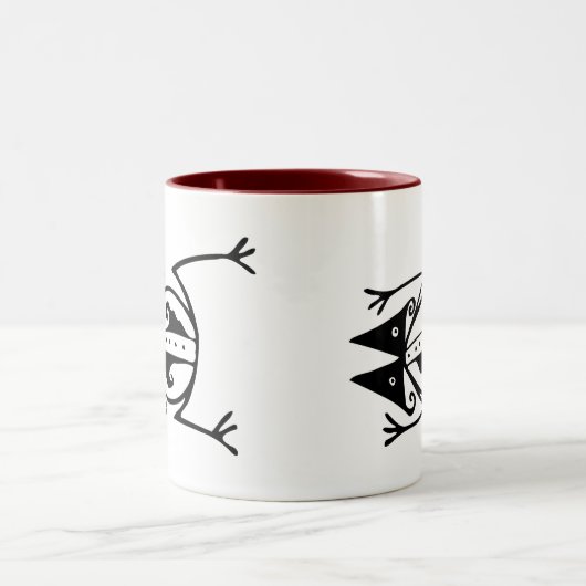 部族カエル古代の動物の部族芸術 ツートーンマグカップ (中央)