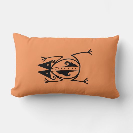 部族カエル古代の動物の部族芸術 ランバークッション (正面)