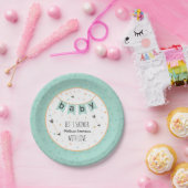 部族カスタムの赤ちゃんシャワープレート |ニュートラルミント ペーパープレート (パーティー)