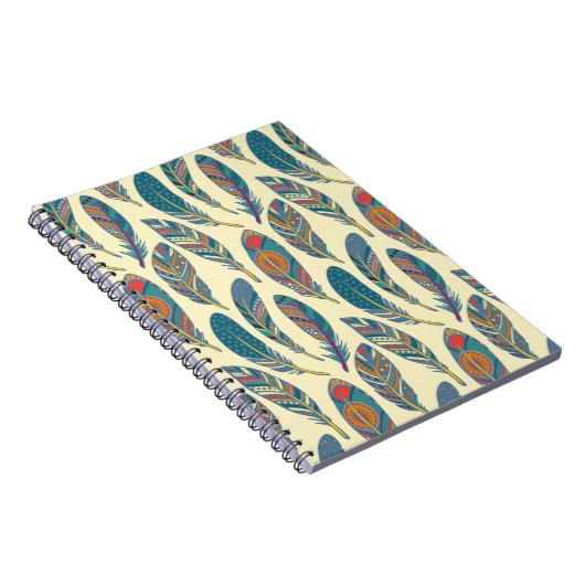部族カラフルの羽、民族のシームレスなデザイン。 ノートブック (右側)