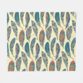 部族カラフルの羽、民族のシームレスなデザイン。 フリースブランケット (正面(横))