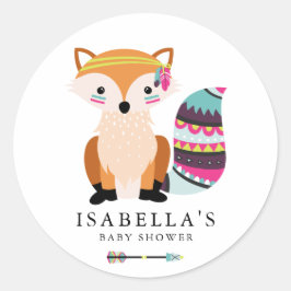 部族カラフルキツネベビーシャワー ラウンドシール