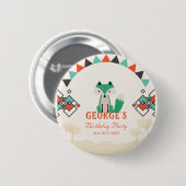 部族カラフルキツネ幾何学的パターン誕生日 缶バッジ (正面&裏面)
